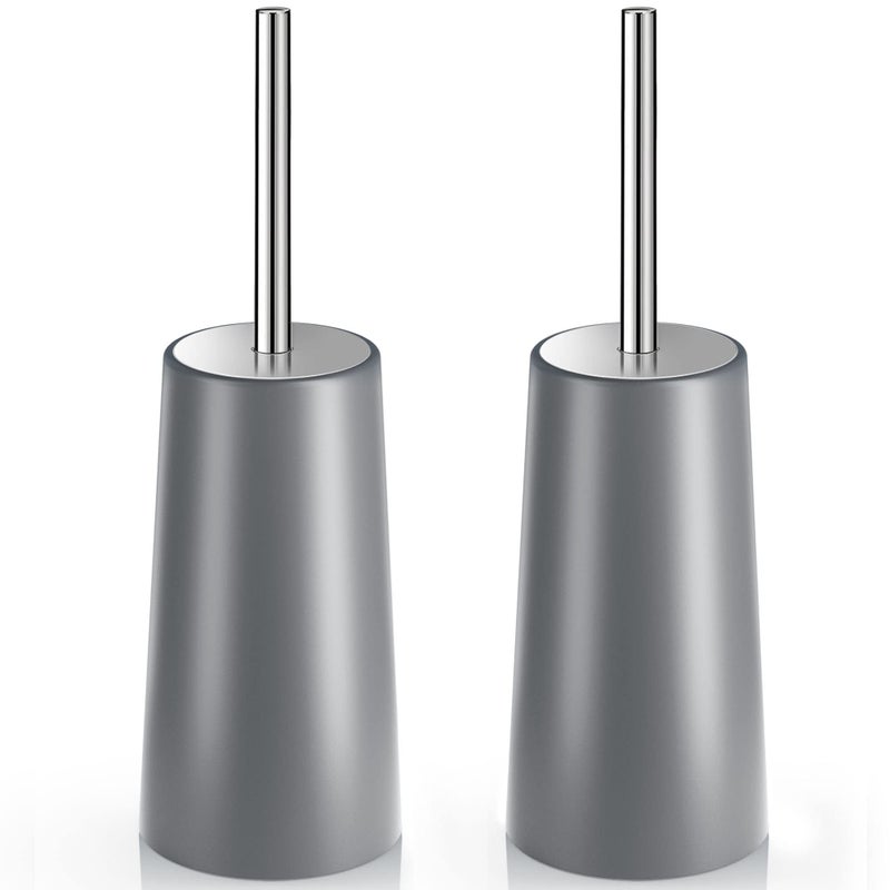 Wsedor Toilet Brush and Holder, 2 Pack Toilet Brush with 304 Stainless Steel Long Handle, Toilet Bowl Brush for Bathroom Toilet-Ergonomic, Elegant,Durable (Grey) - Image 1